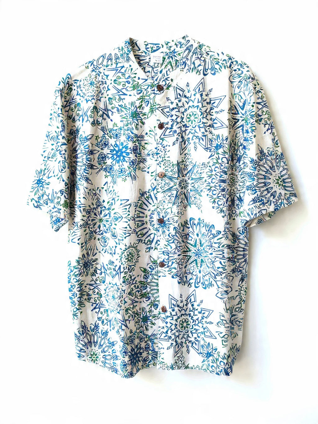 Camicia Coreana "Mandala Ocean" in Cotone Leggero