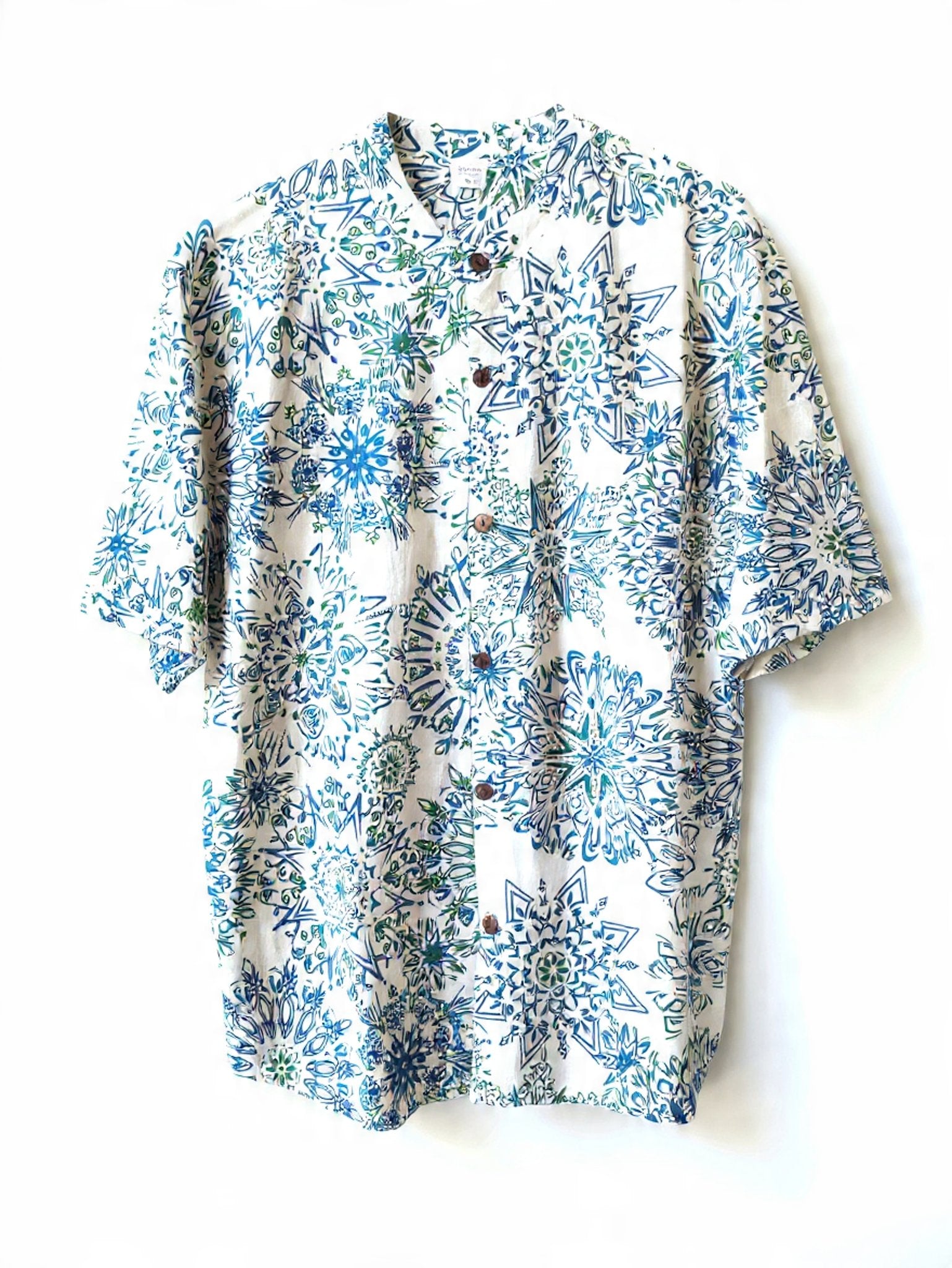 Camicia Coreana "Mandala Ocean" in Cotone Leggero
