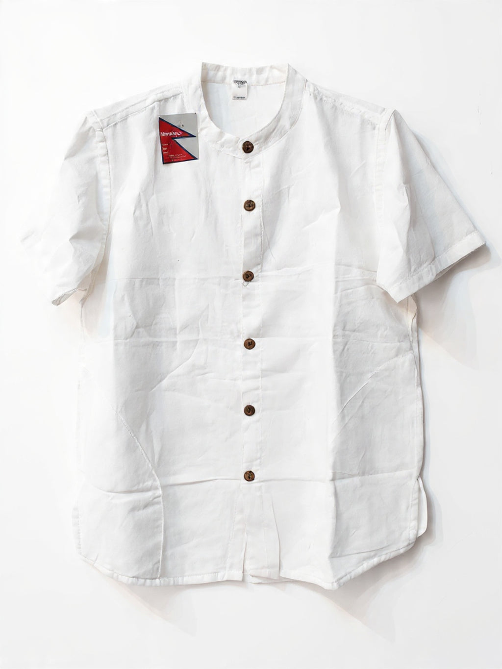 Camicia Coreana a Maniche Corte - Bianco