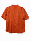 Camicia Coreana a Maniche Corte - Arancione