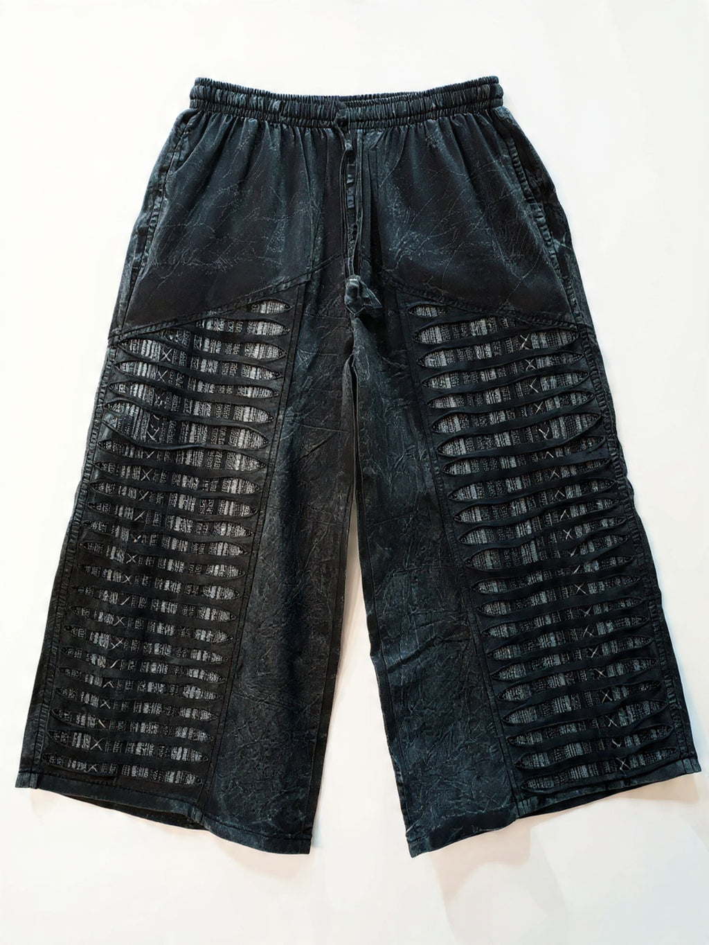 Pantaloni Svasati "Dark Boho" con Intrecci Frontali
