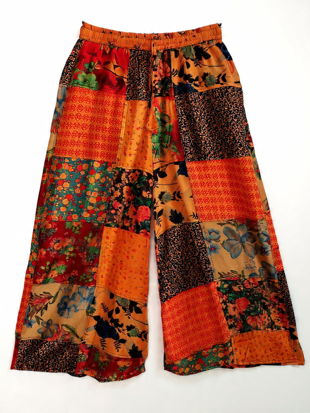 Pantaloni Svasati Patchwork in Seta