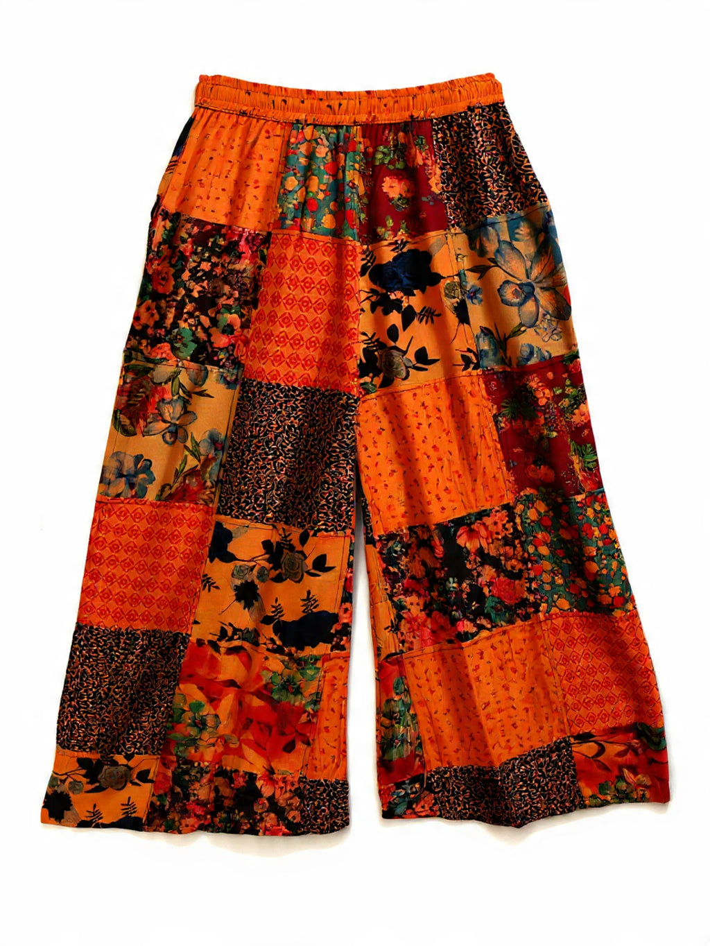 Pantaloni Svasati Patchwork in Seta