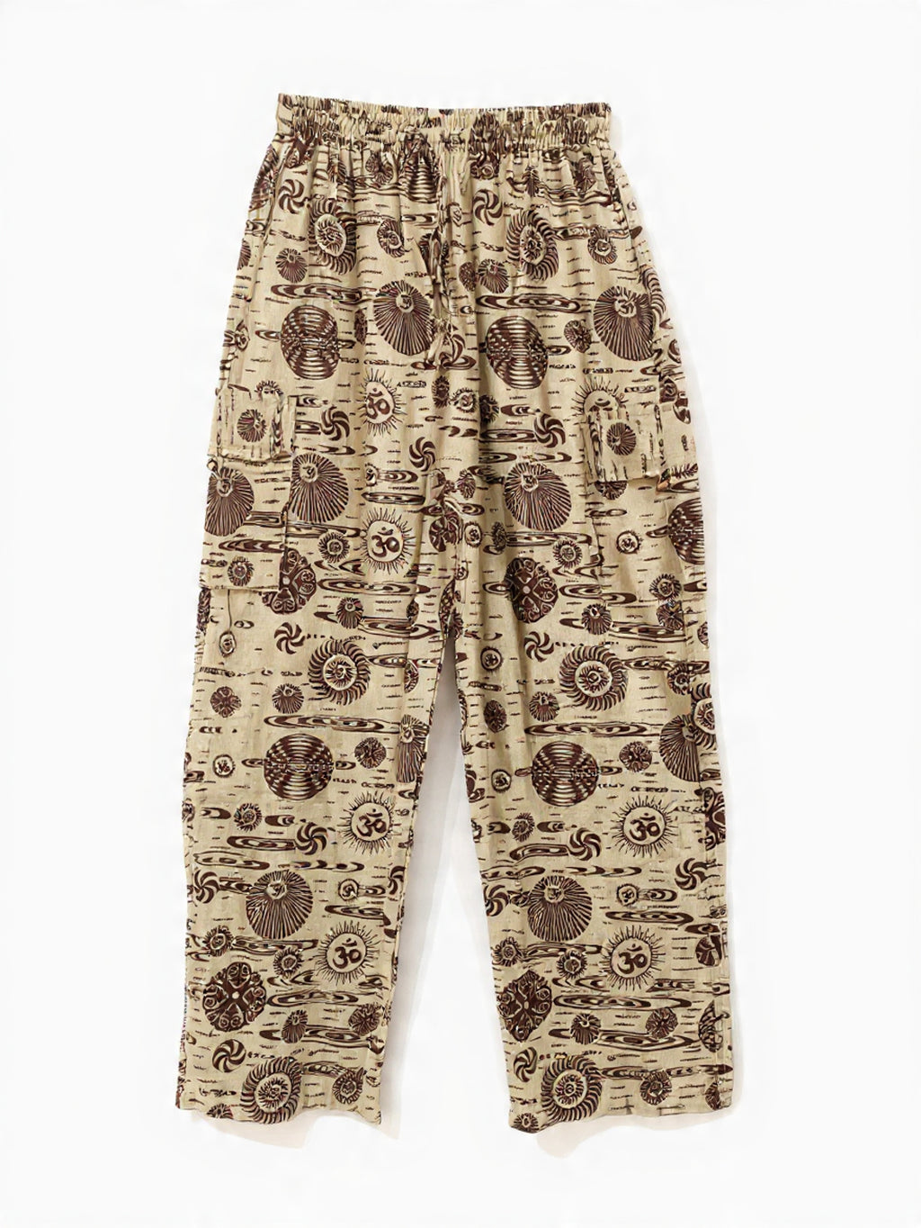 Pantaloni Cargo Dritti "Om & Natura" in Cotone Leggero