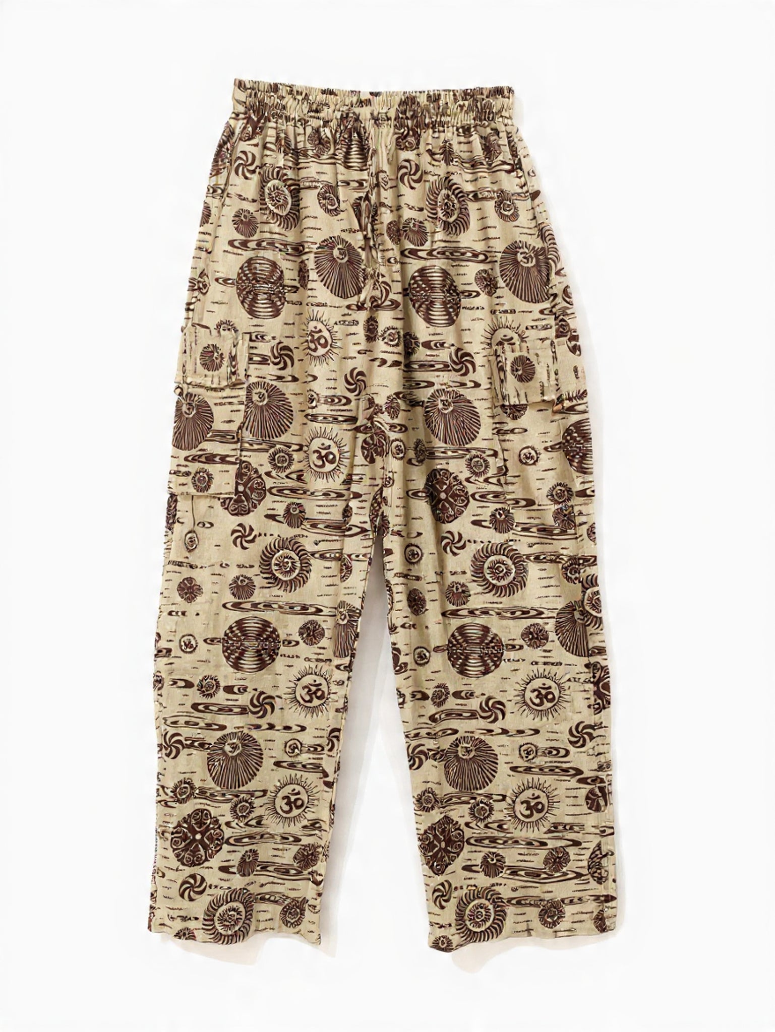 Pantaloni Cargo Dritti "Om & Natura" in Cotone Leggero