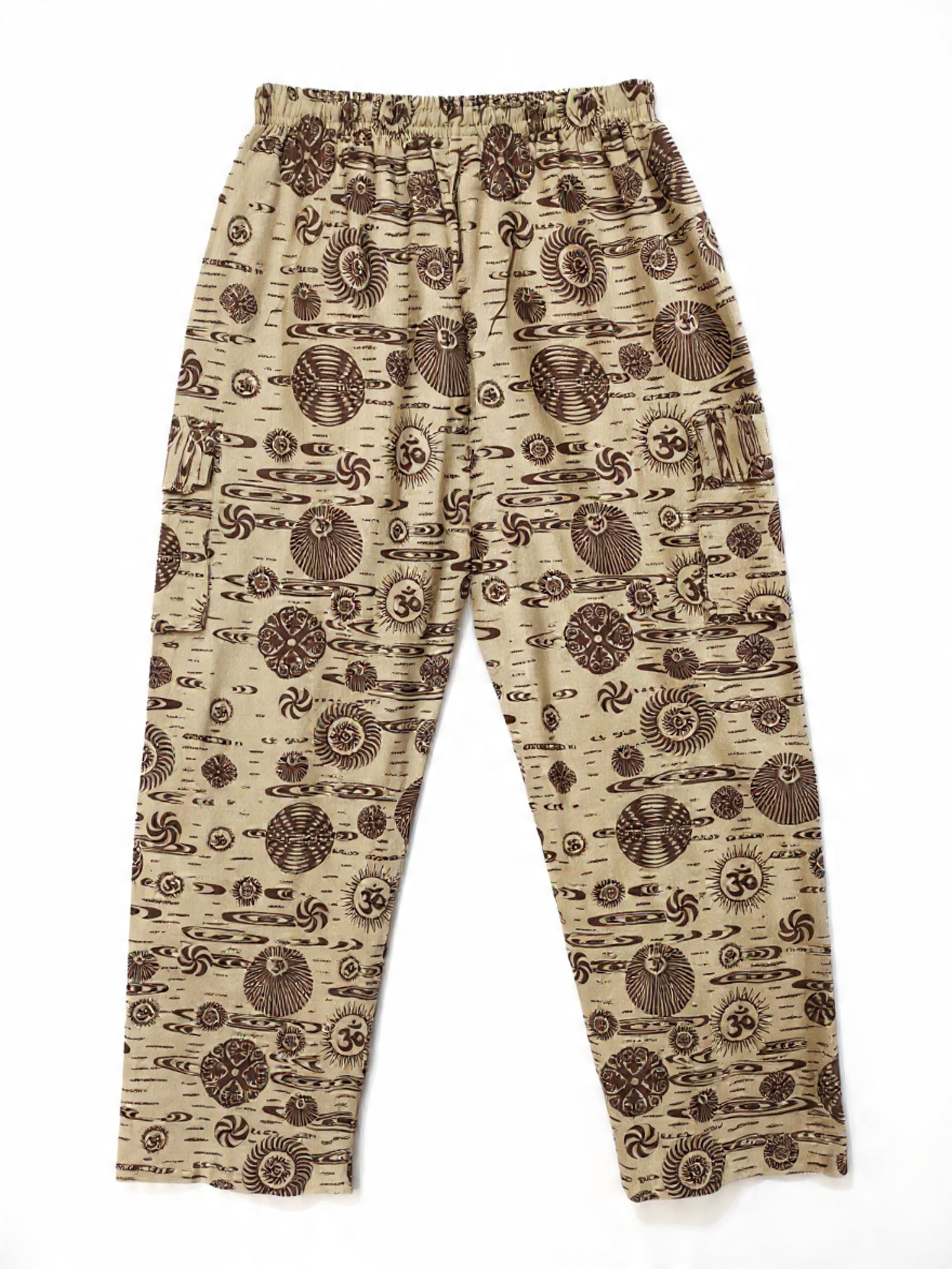 Pantaloni Cargo Dritti "Om & Natura" in Cotone Leggero