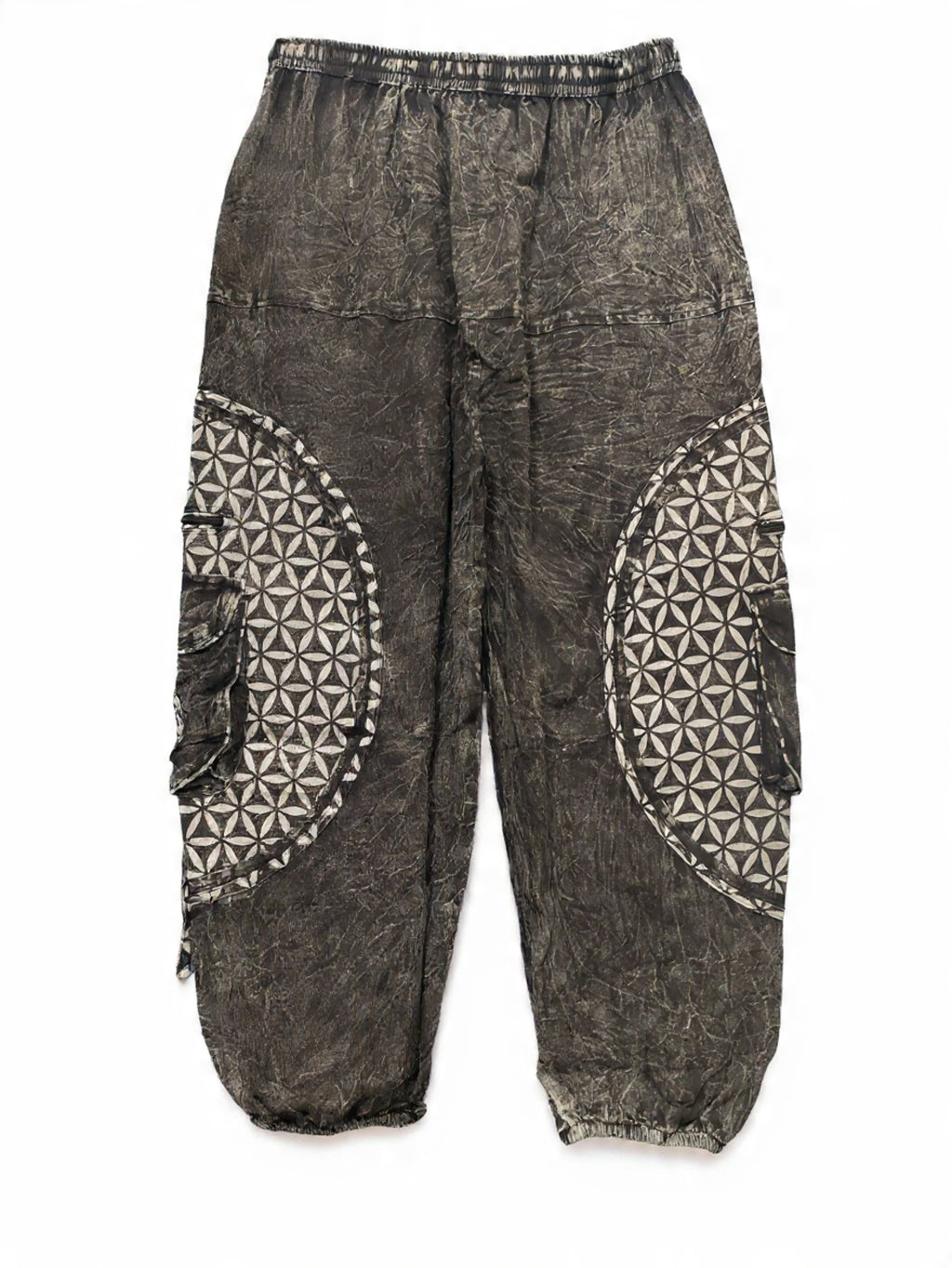 Pantaloni Cargo "Fiore della Vita" Stone Wash