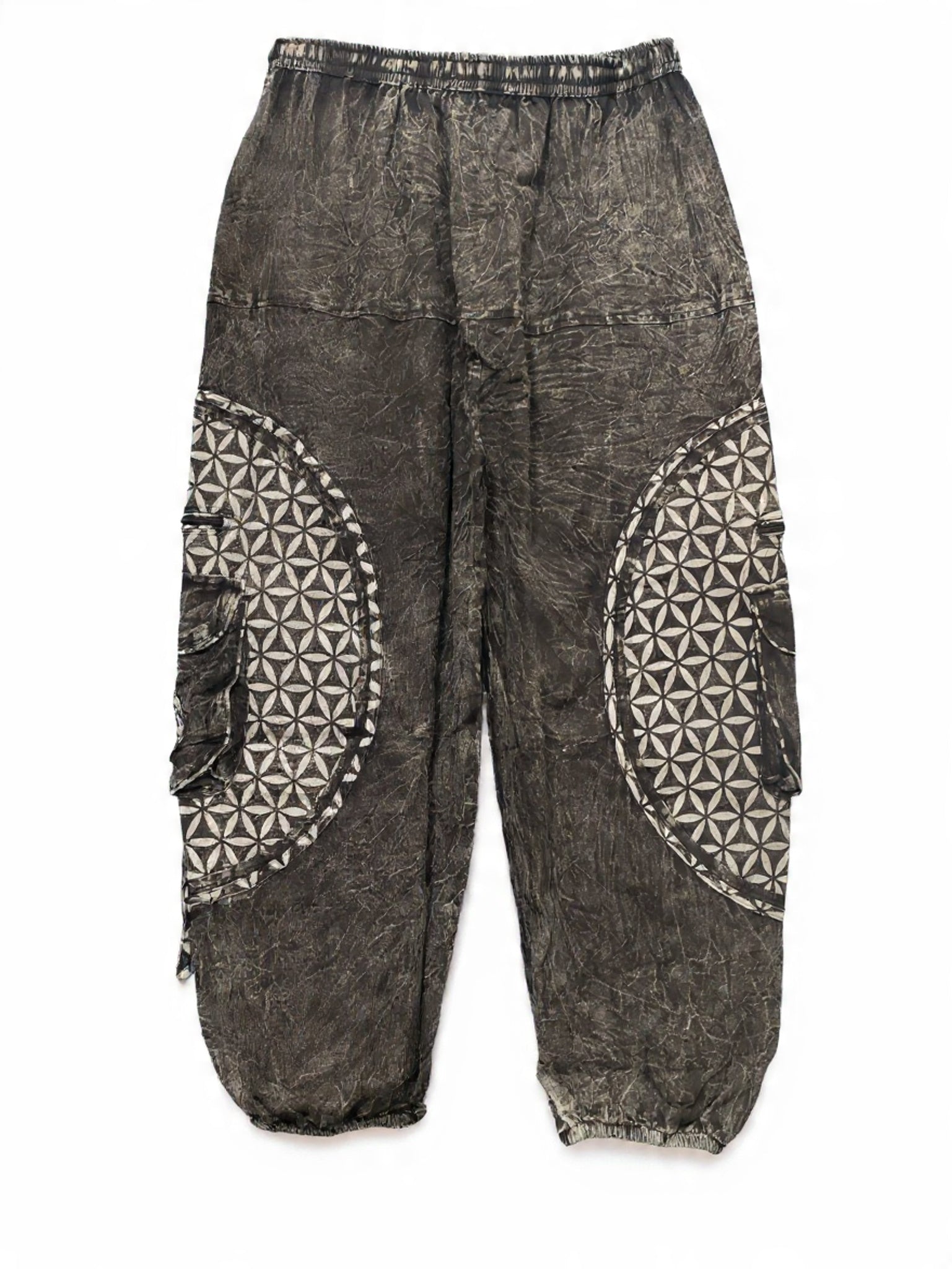 Pantaloni Cargo "Fiore della Vita" Stone Wash
